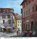 Summer in Rome-Trastevera at Noon-2, Oil on Board